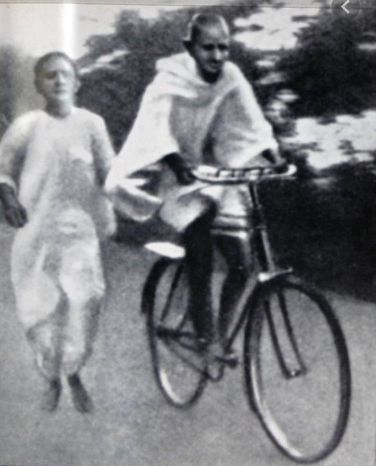 PM shares a picture of Mahatma Gandhi on World Bicycle Day