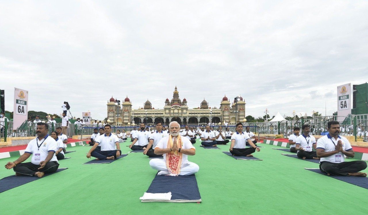 PM participates in a Mass Yoga Demonstration on 8th International Yoga Day