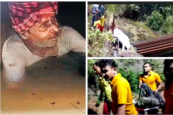 Trailer truck falls off bridge at Bhimkhoj, driver rescued after 9 hours