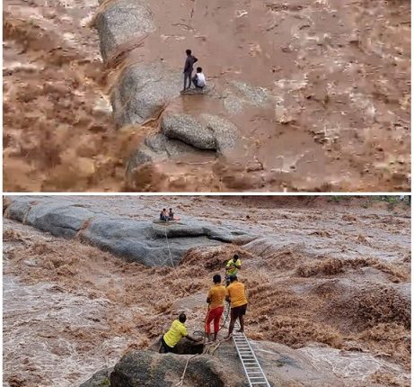 2 youths stranded mid Nagavali river; operation on to rescue them