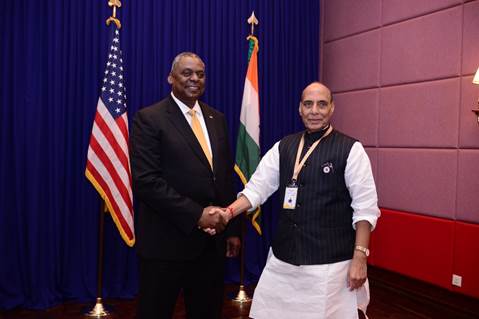 Rajnath Singh holds bilateral meeting with US Secretary of Defence Mr Lloyd Austin 