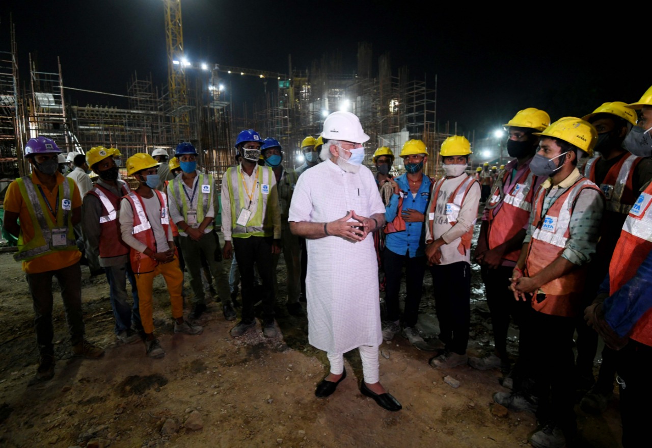 PM conducts on-site inspection and reviews ongoing construction work of new Parliament building