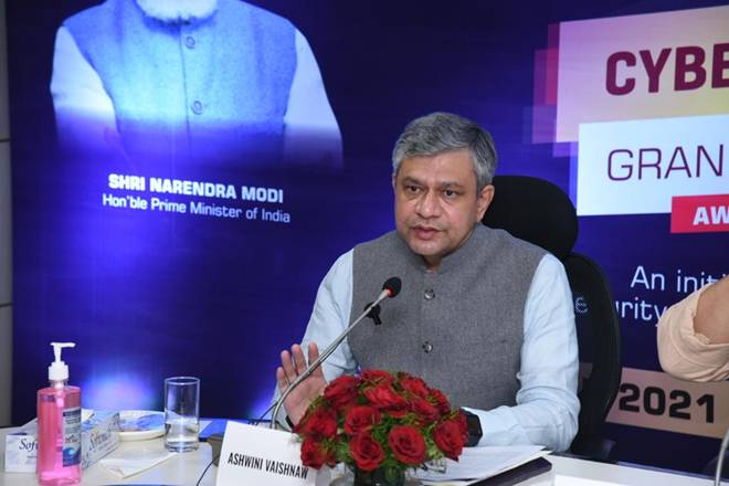 IT Minister Ashwini Vaishnaw and MoS Rajeev Chandrasekhar felicitates winners of Cyber Security Grand Challenge