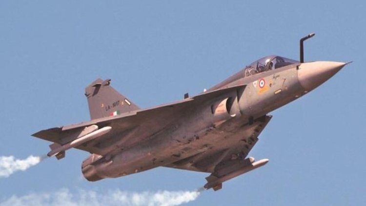 In an aerial maneuver, the IAF's LCA Tejas demonstrates combat prowess by intercepting a Eurofighter during Tarang Shakti.