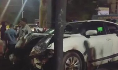 A drunk driver crashed their car into a traffic post in Bhubaneswar, leaving two people critically injured.
