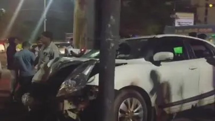 A drunk driver crashed their car into a traffic post in Bhubaneswar, leaving two people critically injured.